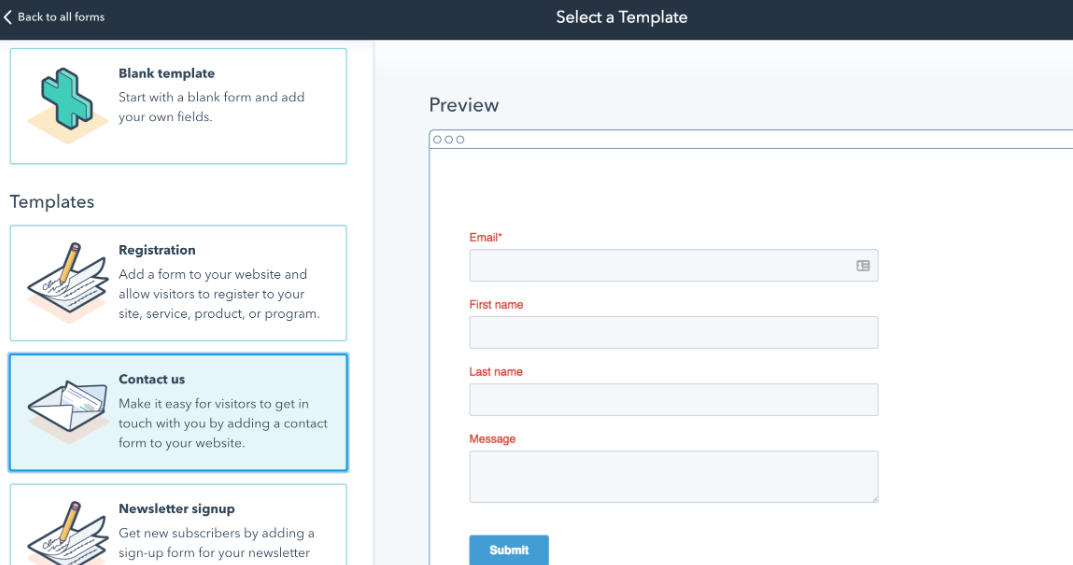 HubSpot Online Form Builder